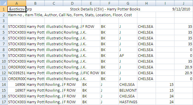 Excel file