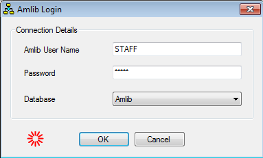 Amlib Login window