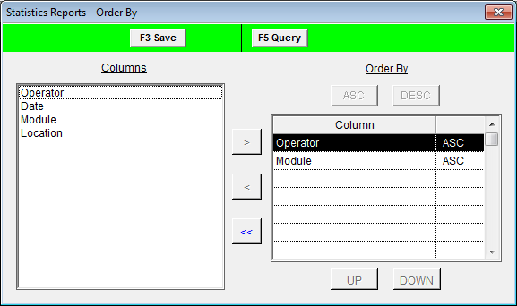 Statistics Reports - Order By window