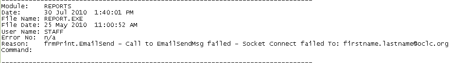 Error message
