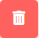A square red button with a white trashcan icon inside
