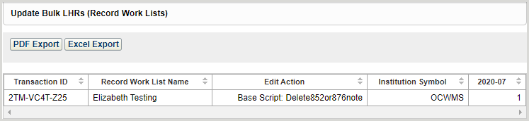 Update Bulk LHRs (Record Work Lists) report - Monthly view