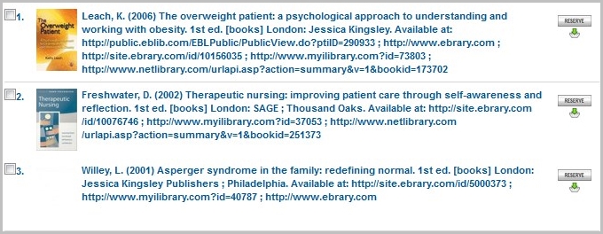 Harvard citation format displayed in Folio hitlist.