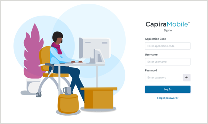 Image of the CapiraMobile Staff Dashboard sign in screen